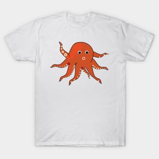 Cute red brown octopus doodle drawing T-Shirt